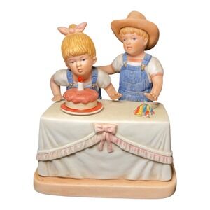 Homco Denim Days Figurine Birthday Cake Danny Debbie 1520 Vintage 1985